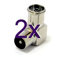 [2 pack] RF Right Angle Adapter Plug to Socket For TV Coax Aerial Cables