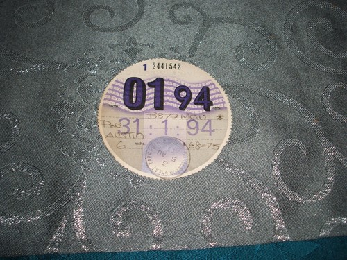 Tax disc used - tax, disc...01/94...used..
