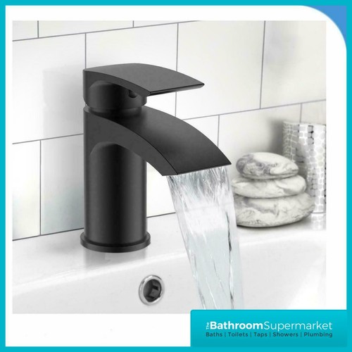 Matt black waterfall basin - black,