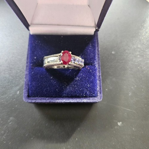 Silver dress ring ruby with