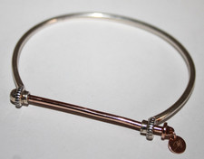 Designer STEFF Sterling Silver Unusual Screw Bar Rigid Bangle Bracelet Gilt 925