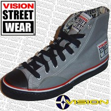VISION STREET WEAR Hi Tops Grey 5 UK  6 USA '80s Old School Skate Trainers Shoes