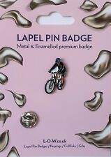 Mountain Cycle Bike & Rider Metal & Enamelled Novelty Lapel Pin Badge 9-11