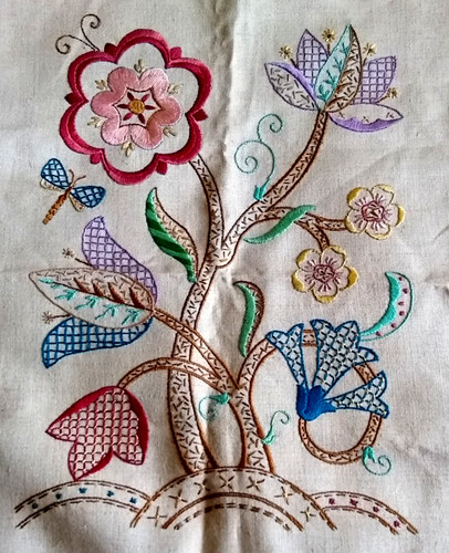 Vintage hand embroidered panel - vintage,