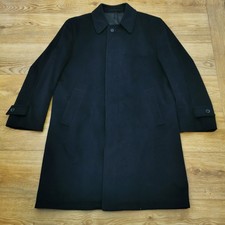 Baron Of Piccadilly Philip Landau Coat Mens 40R Navy Blue Wool Smart Long