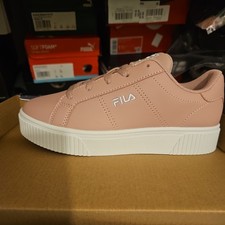 Fila Panache Kids Trainers White Pink sneakers Children Girl shoes Size 2 uk