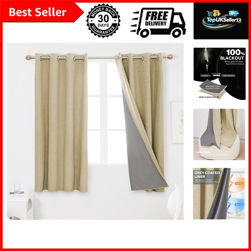 Beige linen blackout curtains - linen,