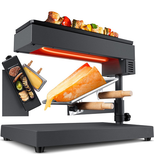 Raclette cheese melting - melting, swiss