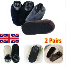 2Pairs Mens Winter Warm Soft Fleece Thick Bed Socks Non Slip Slipper Floor Sock