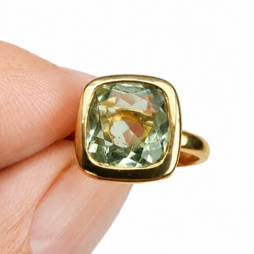 10mm cushion prasiolite ring - cushion,