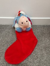 Vintage Winnie The Pooh Eeyore Disney Christmas Stocking Closable Xmas