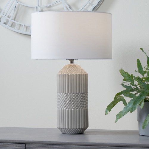 Tall grey ceramic table lamp - table,