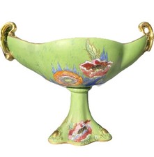 Rare Carltonware Iceland Poppy Design by Violet Elmer Lobed Pedestal Bowl 1930s 