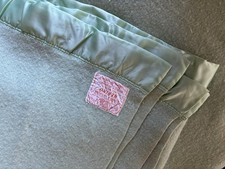 Merino All Wool Blanket by Earlys of Witney, Pale Green, Double, Vintage