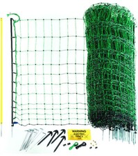 Agrifence Poultry Net Complete Kit Conductive Electric Fence & Posts Green 25m
