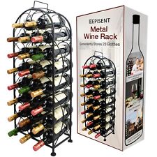 32 Bottle Wine Rack - Free Standing Black Metal Wine Storage Rack, Modern Design