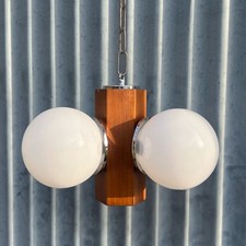 Vintage Teak & Glass 3 Globe