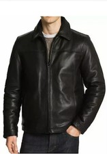 Cafe Racer Biker Leather Jacket Black & Brown Soft Sheep Skin Leather