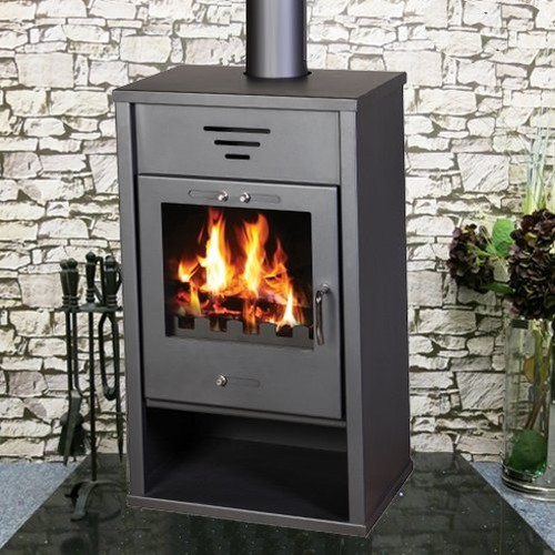 Wood burning stove - burning, with