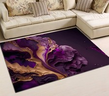 Purple Gold Marble Rug,Fan