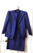 Vintage Model  Ladies Royal Blue Designer Slub Silk 50s Evening Two Piece