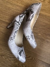 Clarks X Mary Portas Snakeskin Print Leather Court Shoes Size UK6 Heels Neutral