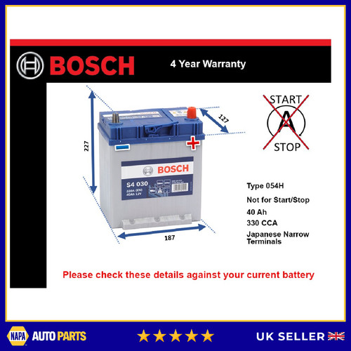 Car battery s4030 bosch 054h - car,