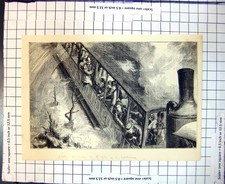 Original Old Antique Print Rock Railway Righi Lake Lucerne Train Carriage