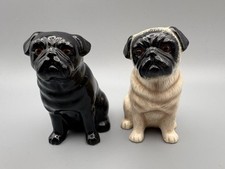 Quail Pottery Ceramic Pug Dog Salt & Pepper Pots Shakers Set 8cm Tall