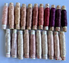 VINTAGE PERIVALE PURE SILK PERFECTION x 21 REELS PINKS PEACHY PINKS PURPLES
