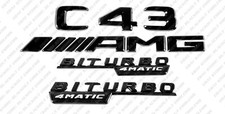 Gloss Black Emblems Letters for Mercedes-Benz C43 Biturbo 4Matic AMG W206