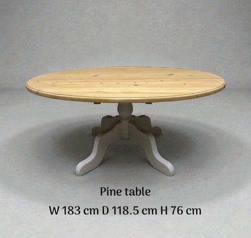 Painted oval pine dining table - dining,