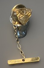 Vintage Abstract Intricate Design Gold Tone Tie Pin Chain & Bar Inscribed. V1 5