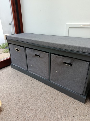 Grey storage bench with - storage,