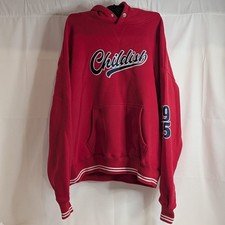 Childish 1995 Hoodie Red Fleece Medium Unisex Retro Good Condition