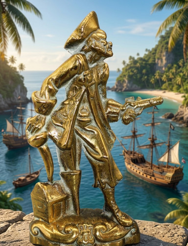 Vintage solid brass pirate - solid,
