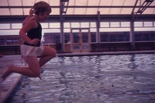 35mm Slide -  Girl Jumping Into Swimming Pool, 1960s