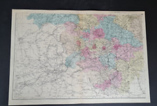 Large antique (1881) map - South West Yorkshire - Leeds Bradford