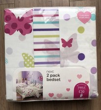 Next Butterfly 2 Pack Single Bedset - 2 Duvet Covers/Pillowcases BNWT RRP £30