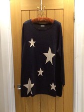 Cosy 'Together' Navy & Beige Star Jersey/Jumper - Size 18