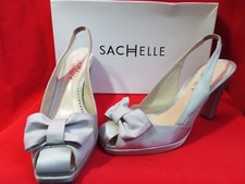Sachelle Couture  Esmeralda grey bow  satin Heel slingback Shoes  Size 39 - UK6