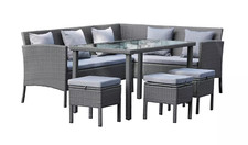 8 Seater Rattan Effect Garden Corner Sofa Set