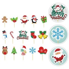  30Pcs Christmas Cake Decors Christmas Party Favors Christmas Card Inserts Cake
