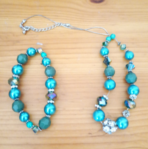 Blue green beaded - blue,