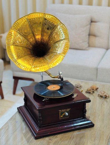Vintage hmv gramophone - hmv, brass