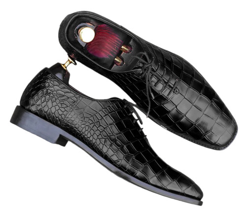Handmade men black - black, alligator