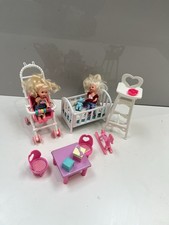 Barbie  Vintage Mattel Barbie Baby Shelly Highchair Stroller Bed Bundle