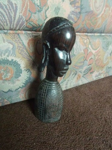 African carved wooden head - wooden,