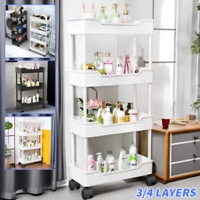 4 Tier Storage Trolley Cart on Wheels Kitchen Bathroom Laundry Rolling Rack