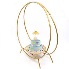 Gold Wedding Party Cake Stand Double Hoop Round Flower Decor Arch Rack 80CM New